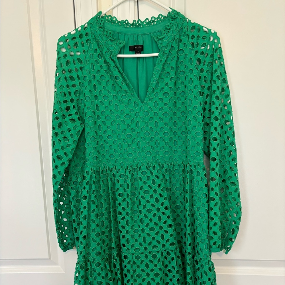 J Crew eyelet green dress